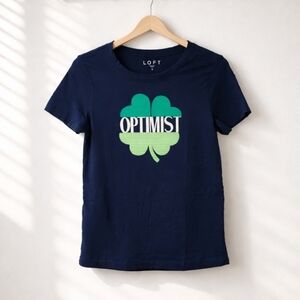 LOFT Optimist Clover Graphic Tee | Deep Space Blue Positive Thoughts Cotton Slub
